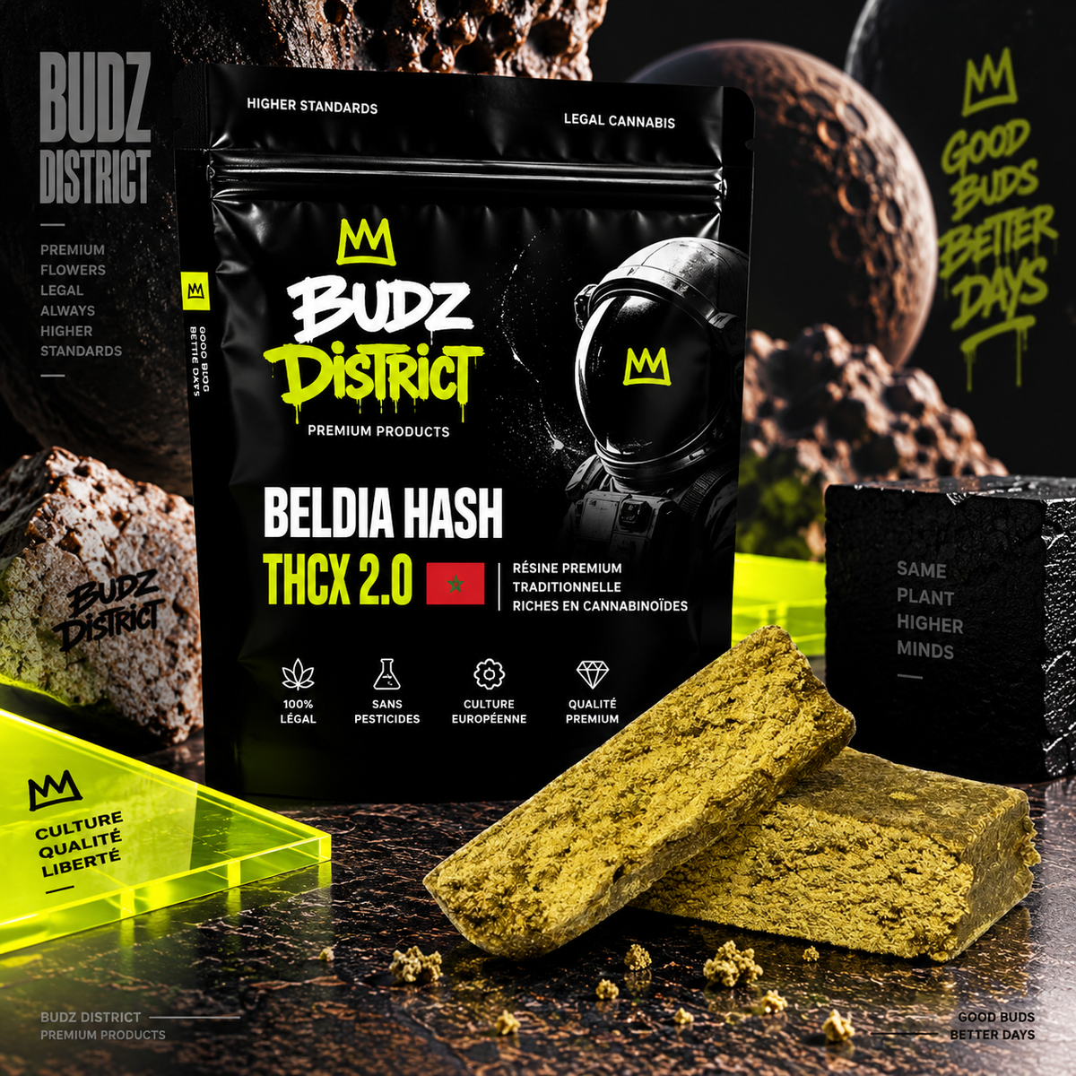 Beldia Hash HHX – bolsa BUDZ DISTRICT, resina HHX