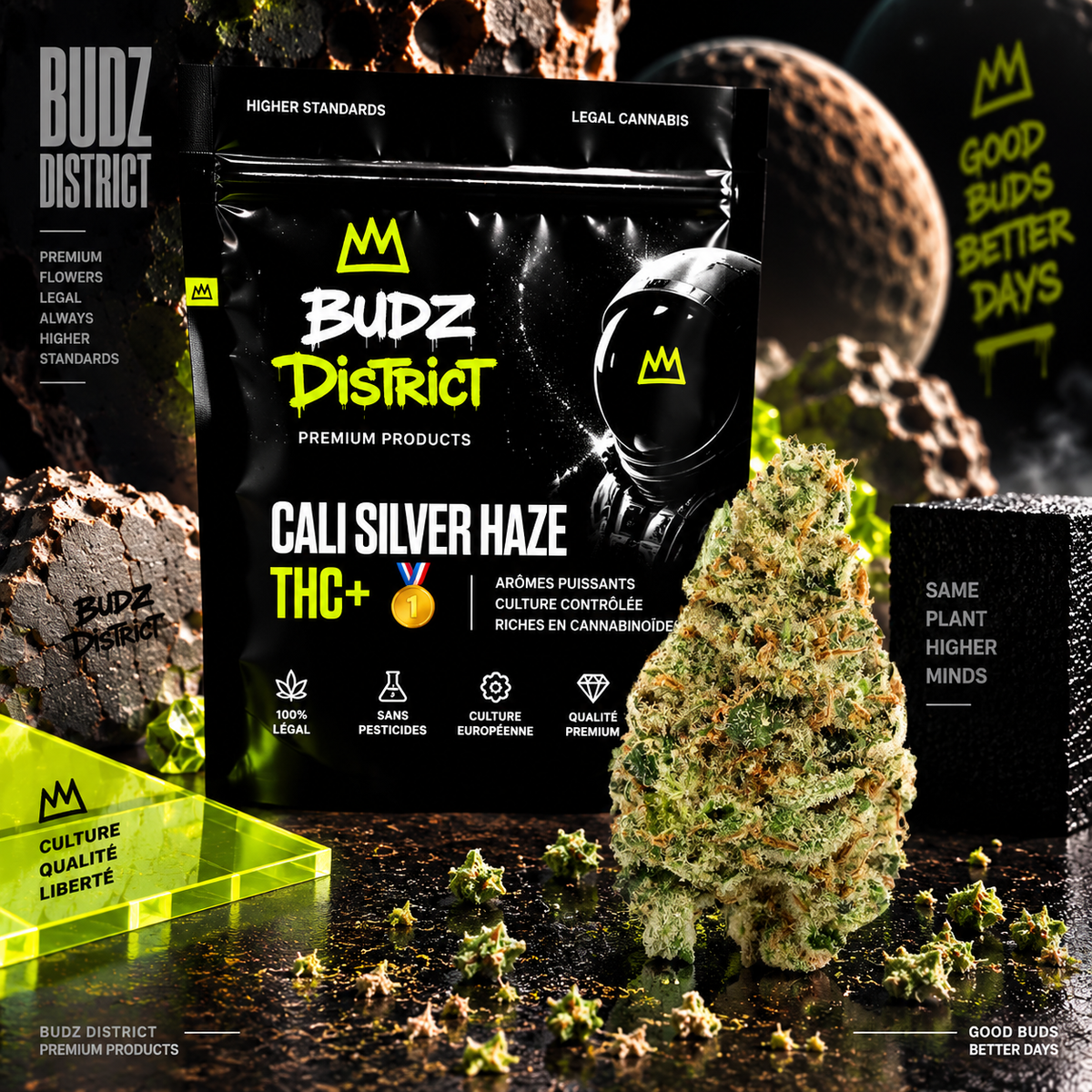 Cali Silver Haze THC+ – bolsa BUDZ DISTRICT, flor THC+
