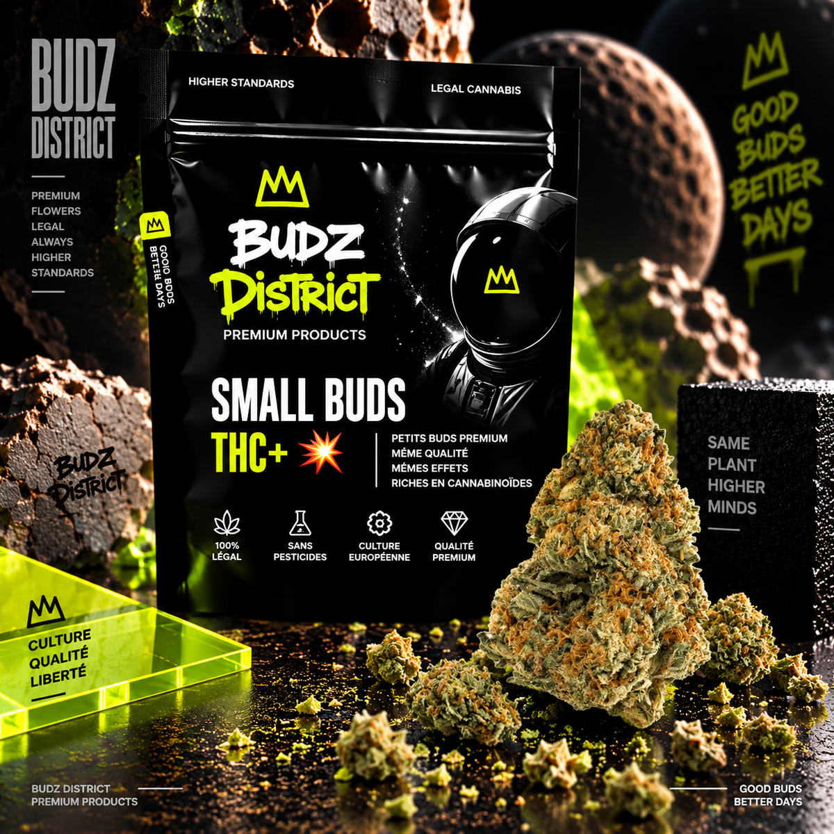 Small Buds THC+ – bolsa BUDZ DISTRICT, flor THC+